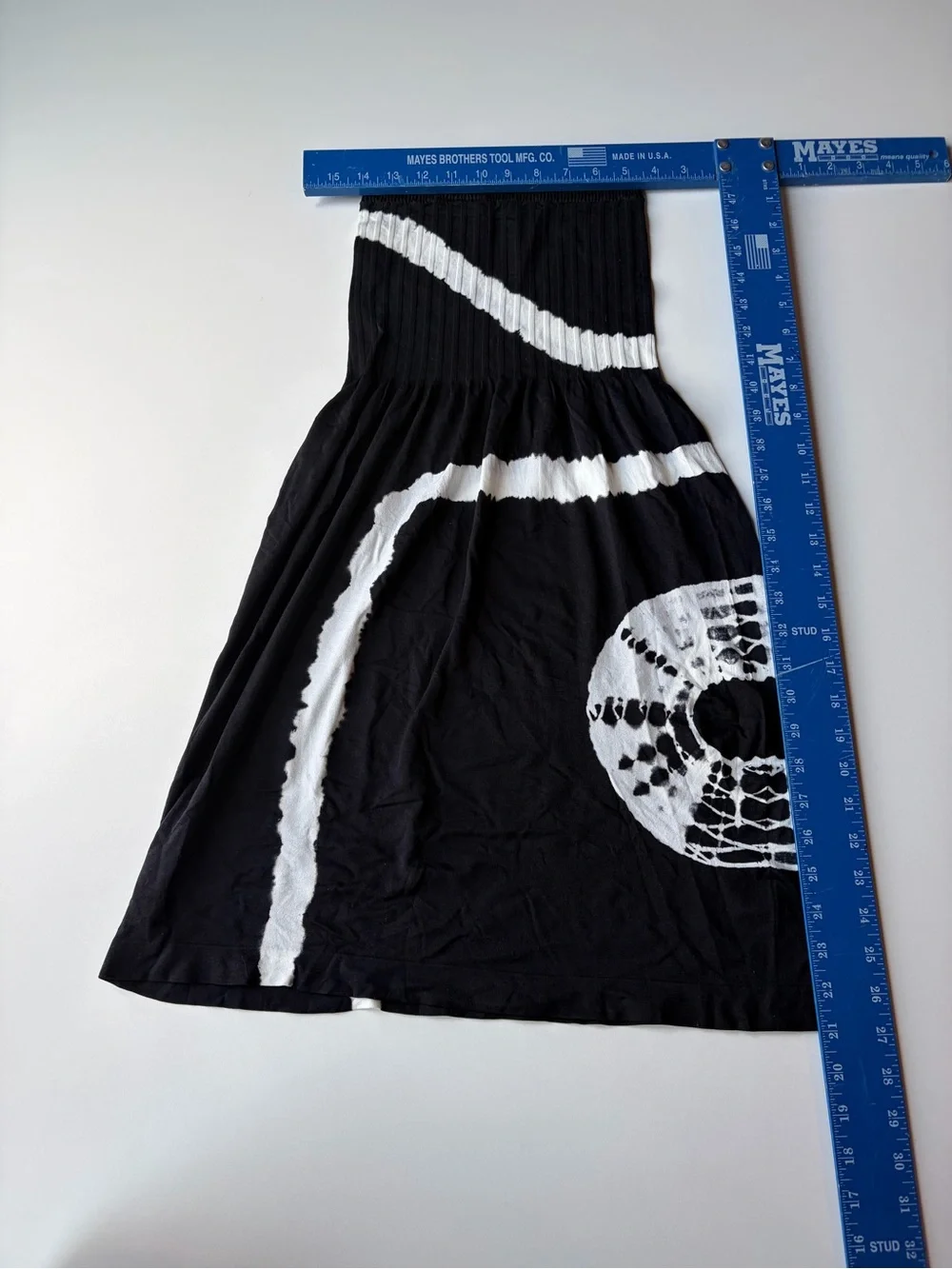 Black & White Midi Skirt with Abstract Tie-Dye Panels